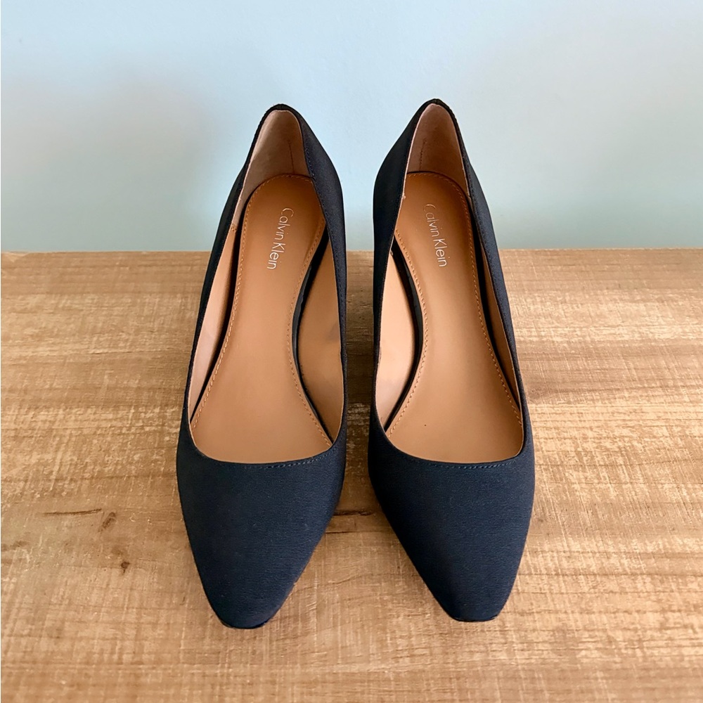 Calvin Klein Classic Black Wedge Heels - Picture 2 of 9